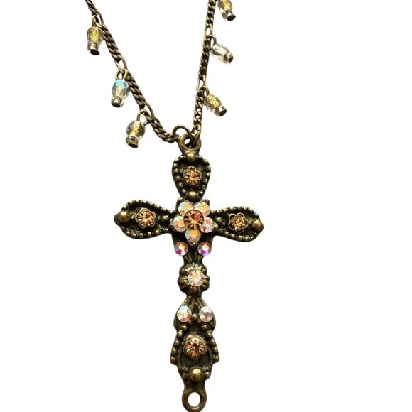 Michal Negrin Crystal Beaded Brass Tone Necklace - Picture 1 of 7